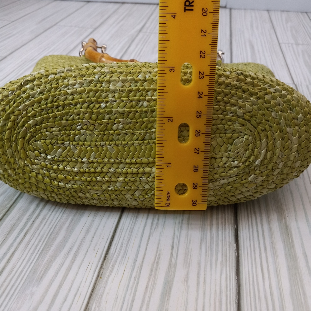 Vintage Y2K Lime Green Straw & Bamboo Handbag - Picture 8 of 8